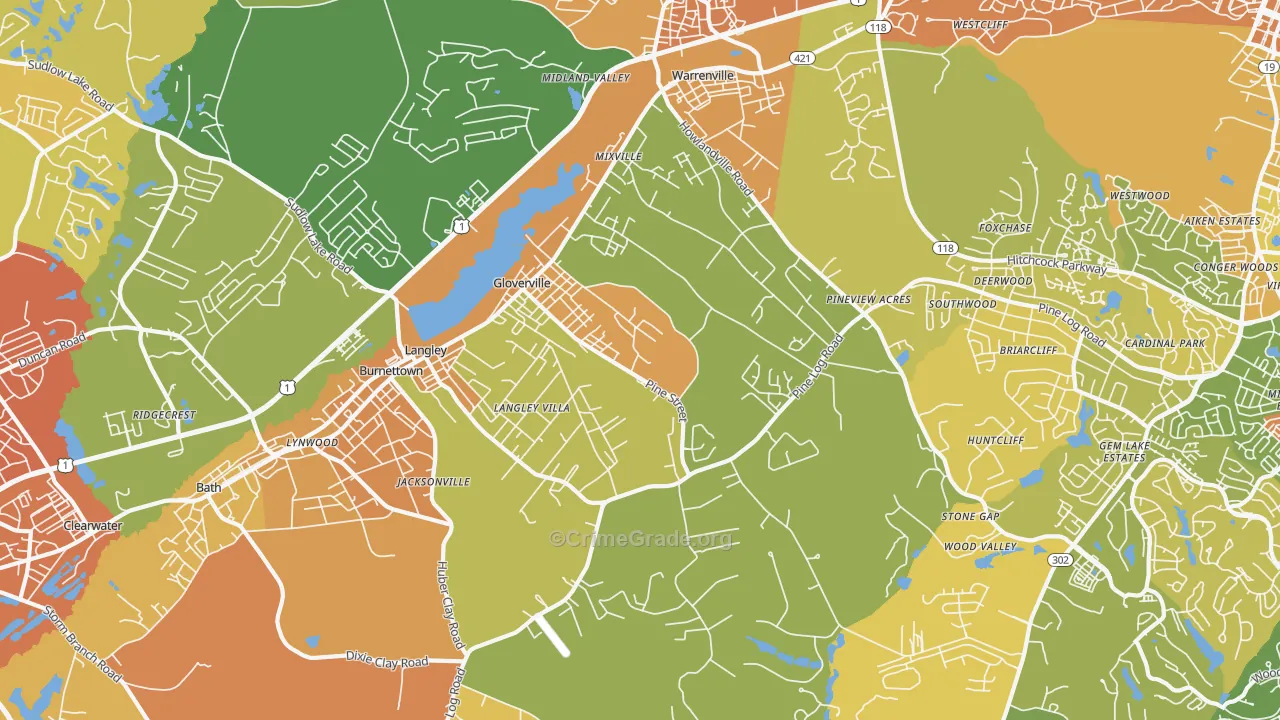 Warrenville, SC Map of Murder Rates
