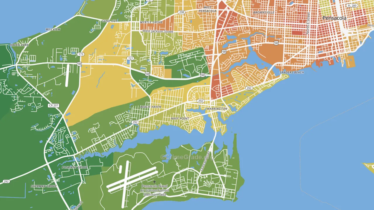 Warrington, FL Map of Murder Rates