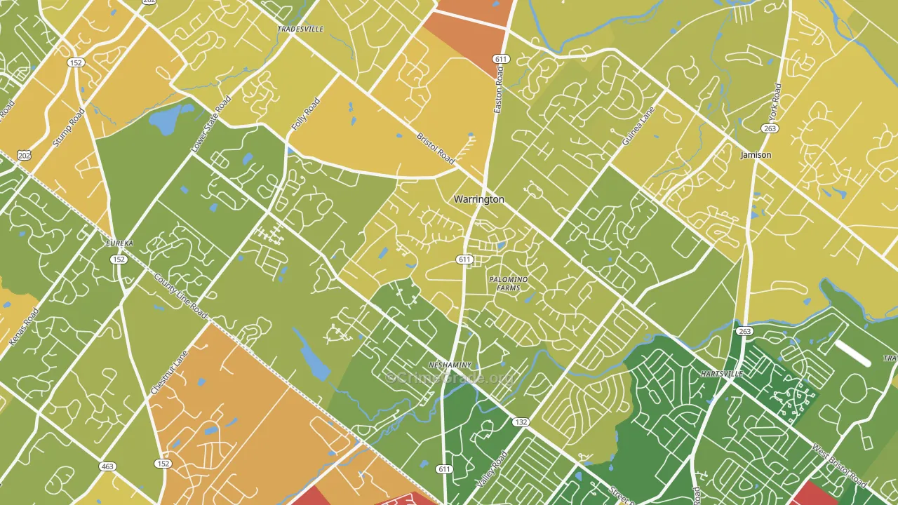 Warrington, PA Map of Murder Rates