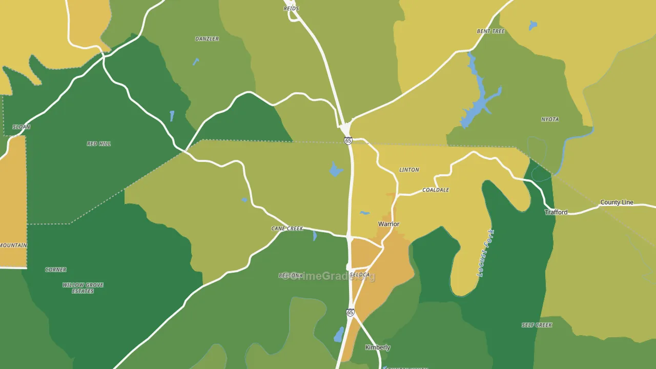 Warrior, AL Map of Murder Rates