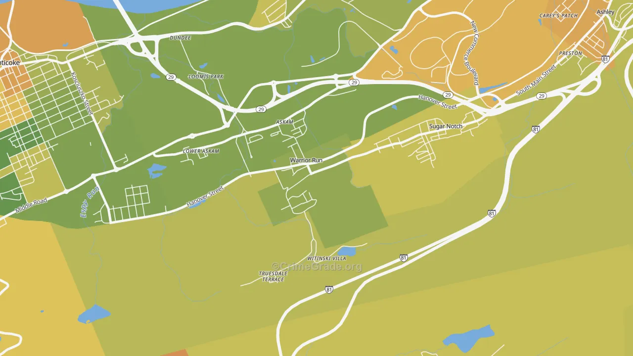 Warrior Run, PA Map of Murder Rates