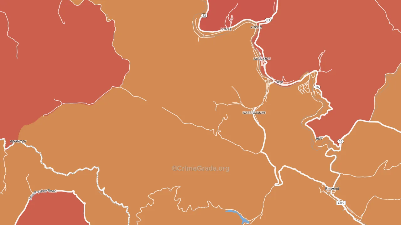 Warriormine, WV Map of Murder Rates