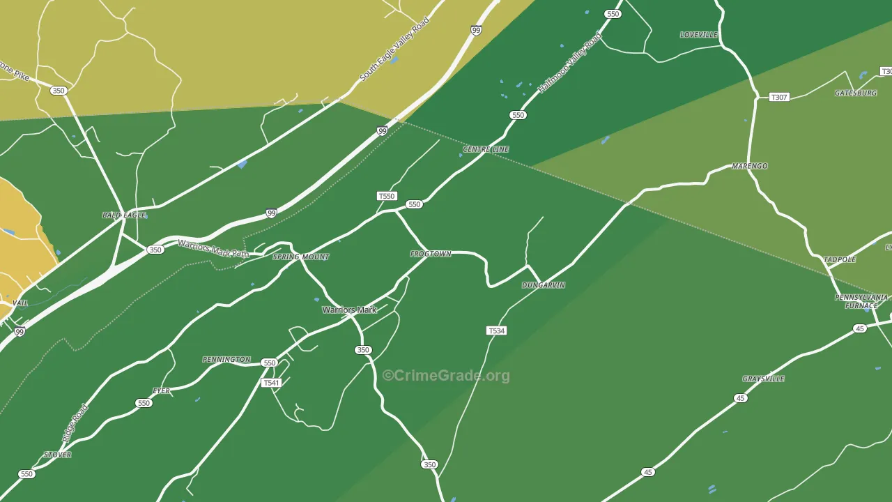 Warriors Mark, PA Map of Murder Rates