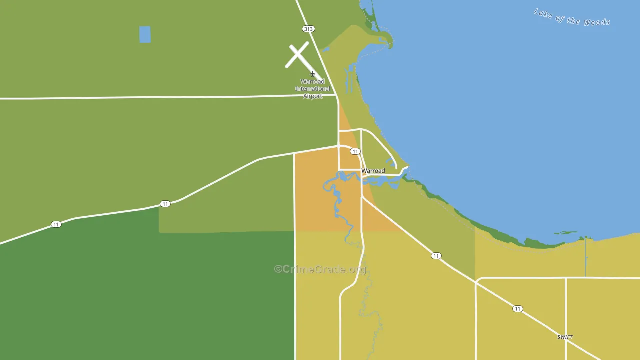 Warroad, MN Map of Murder Rates