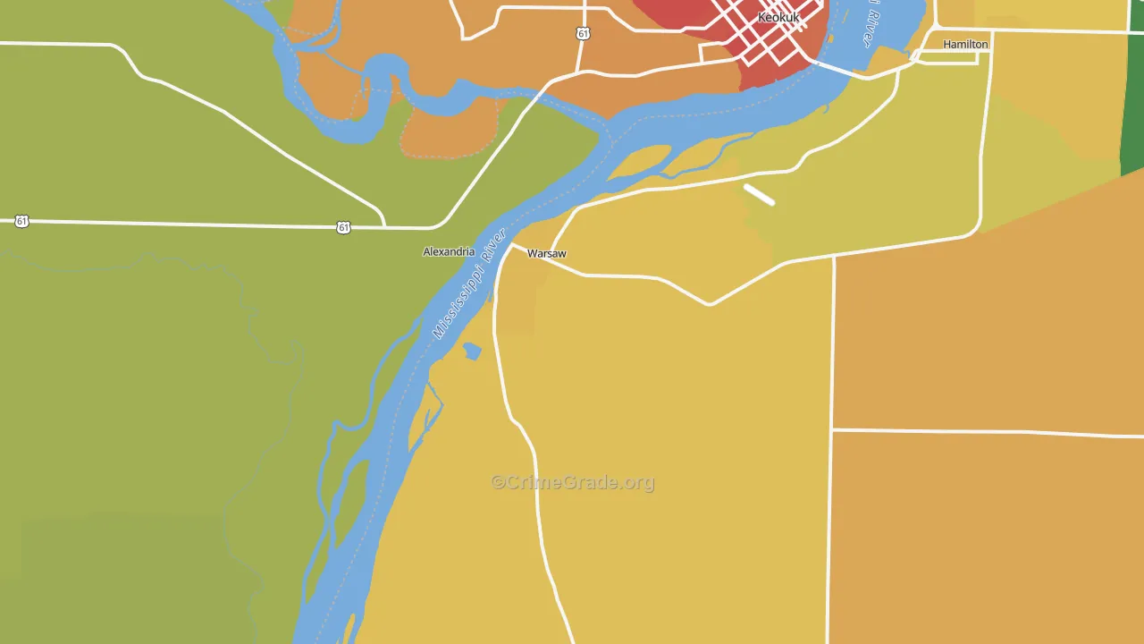 Warsaw, IL Map of Murder Rates