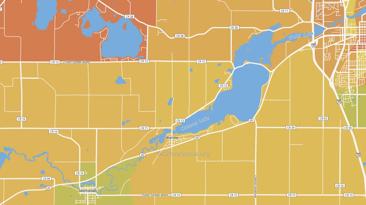 Warsaw, MN Map of Murder Rates