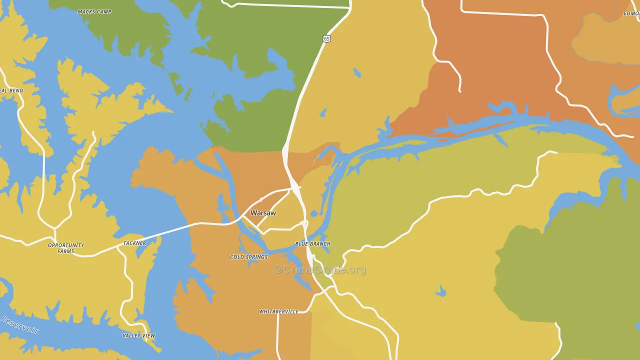 Warsaw, MO Map of Murder Rates