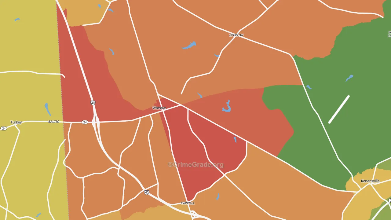 Warsaw, NC Map of Murder Rates