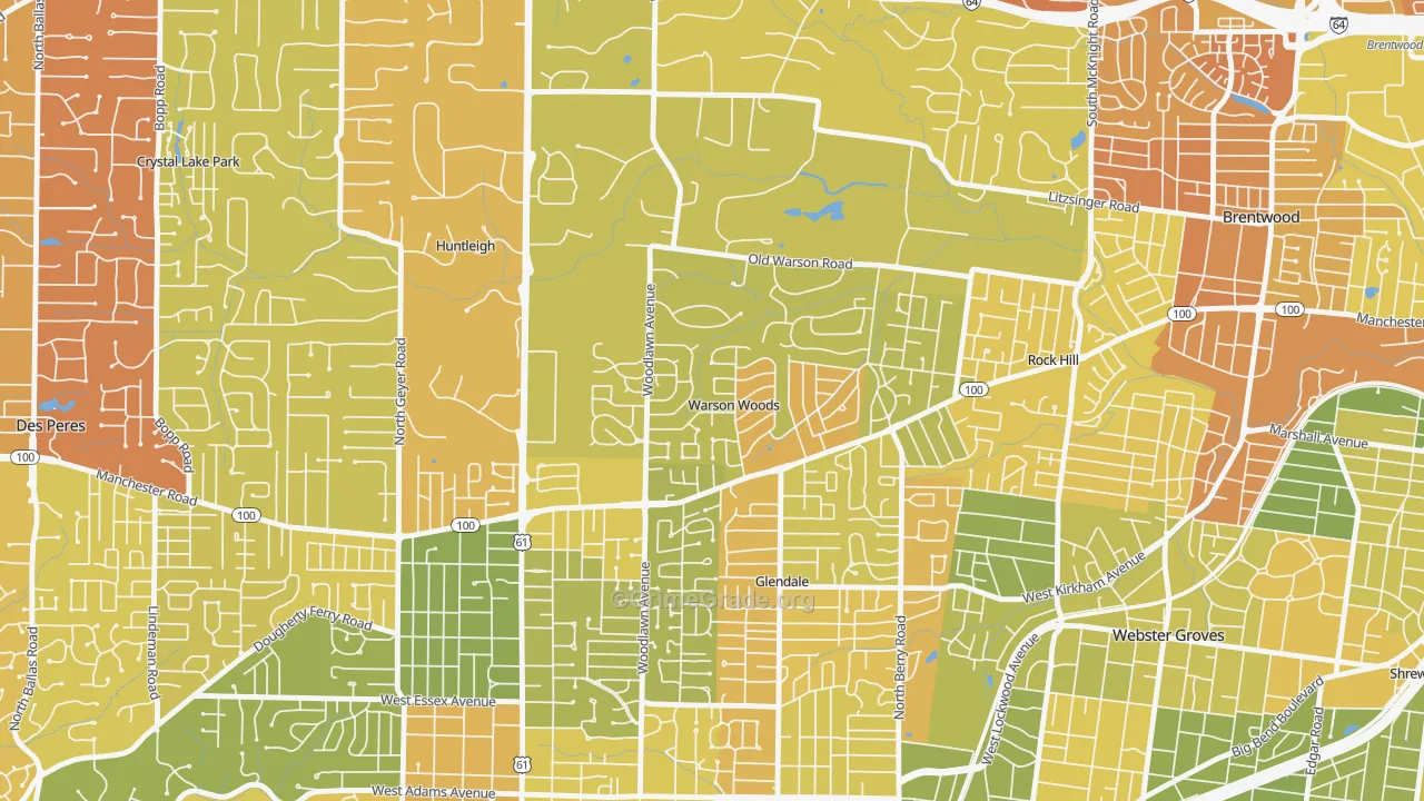 Warson Woods, MO Map of Murder Rates