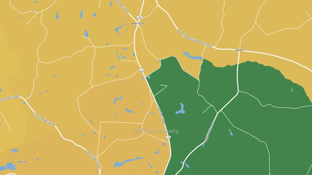 Warthen, GA Map of Murder Rates