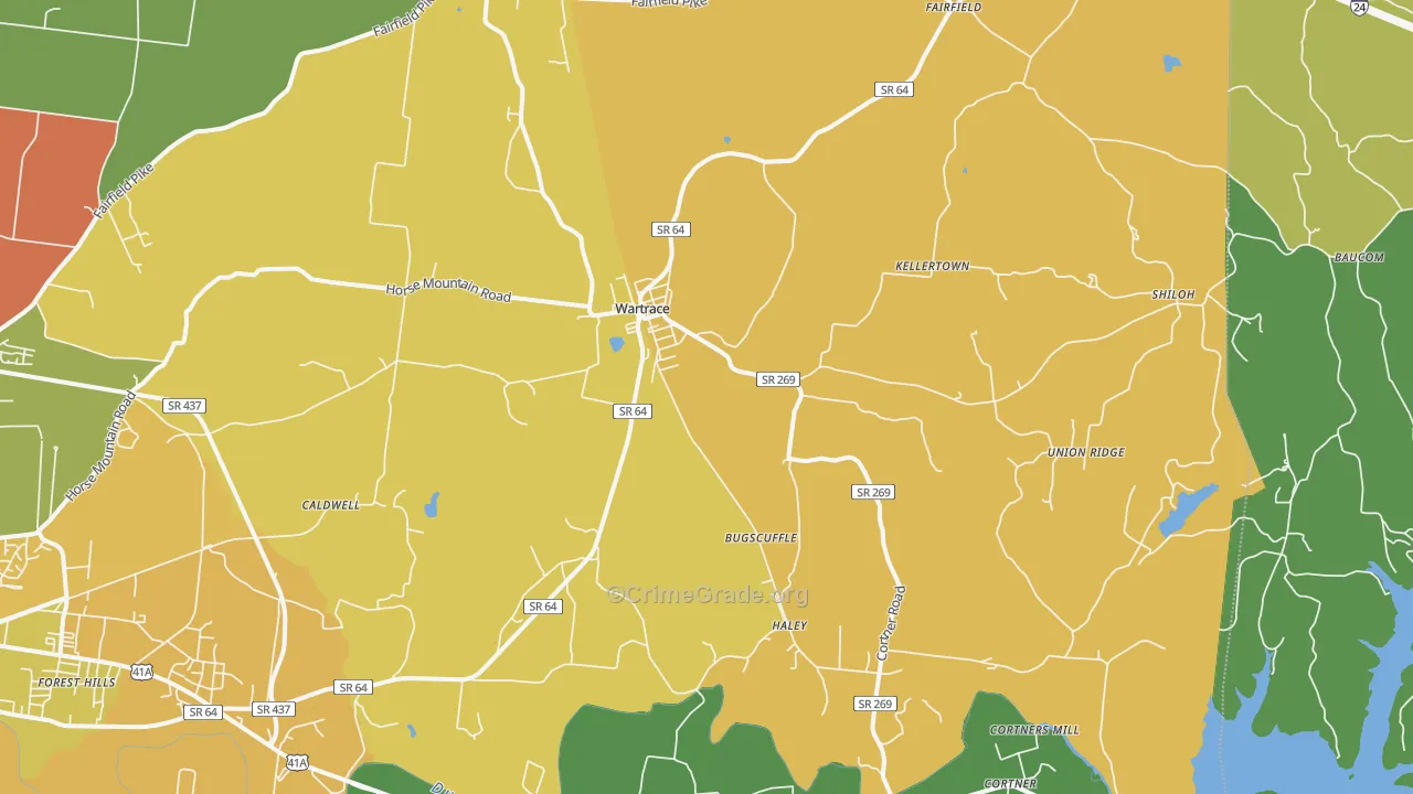Wartrace, TN Map of Murder Rates