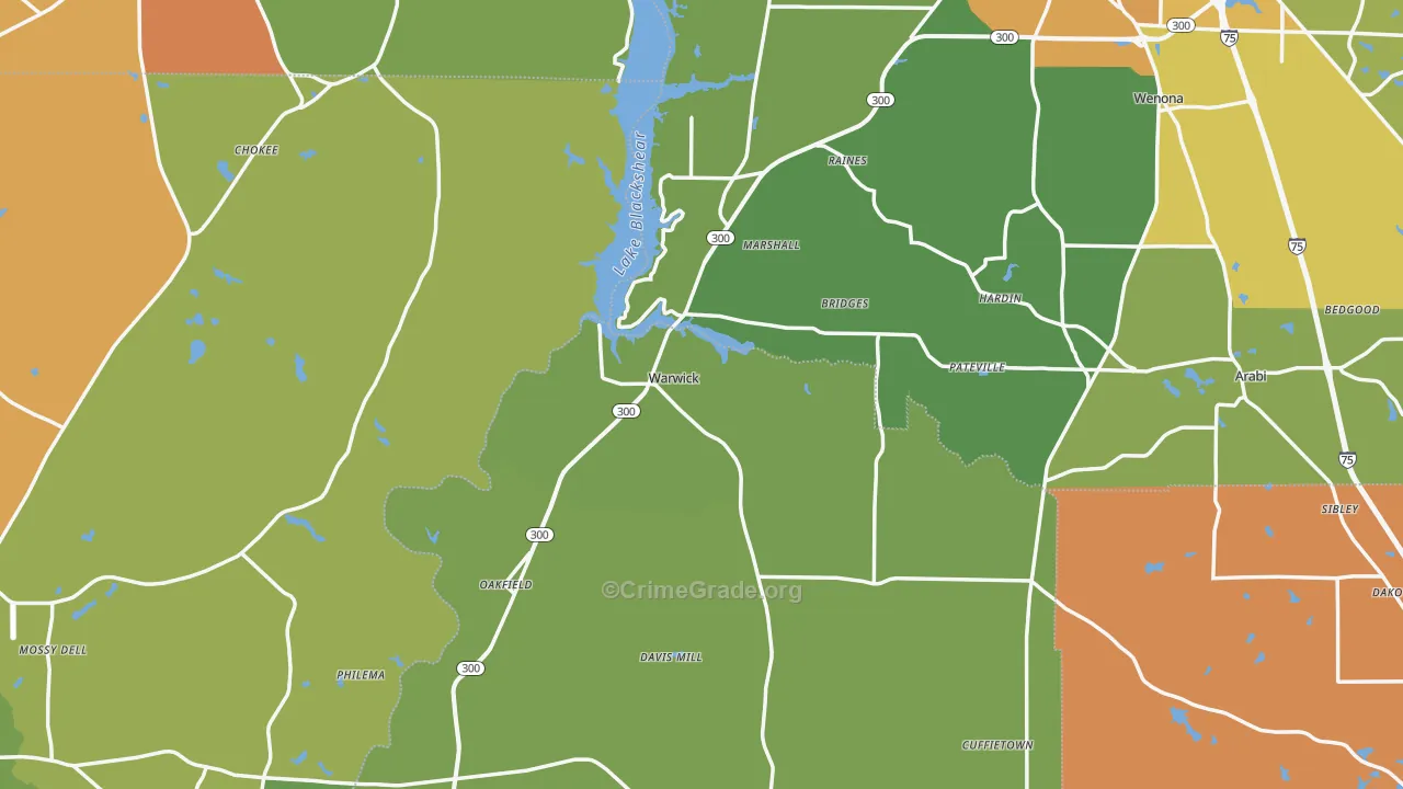 Warwick, GA Map of Murder Rates