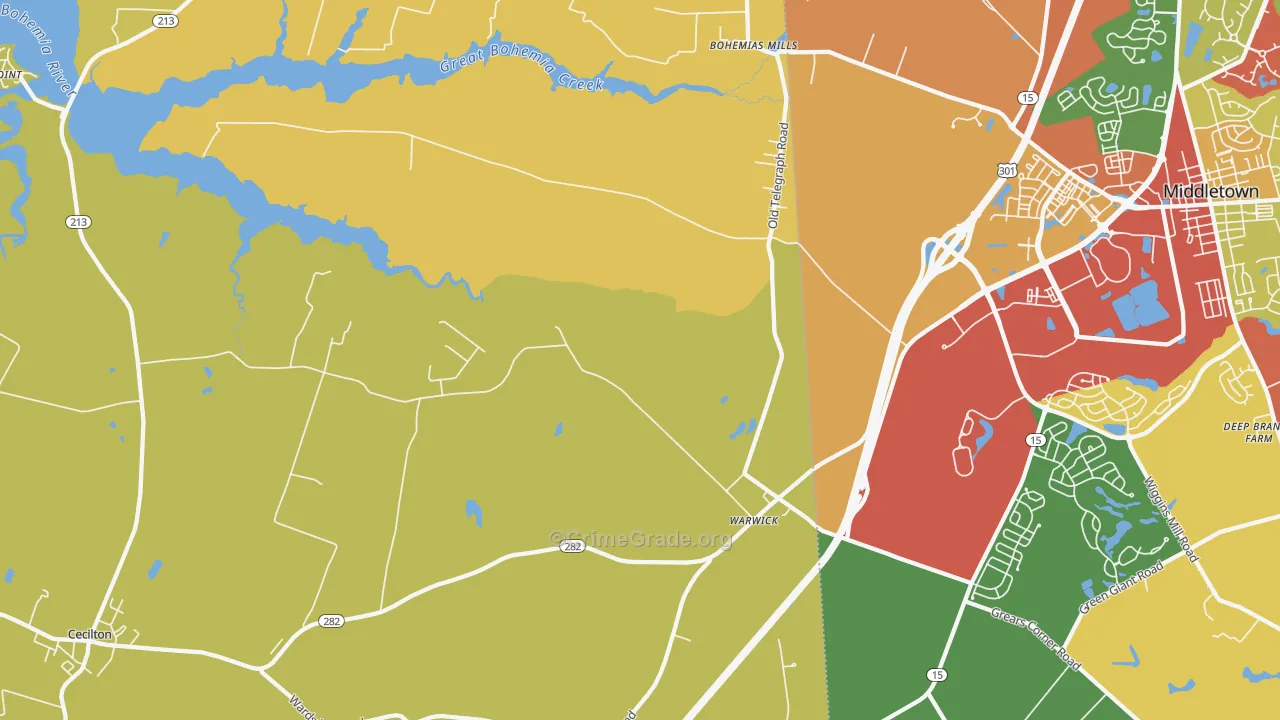 Warwick, MD Map of Murder Rates