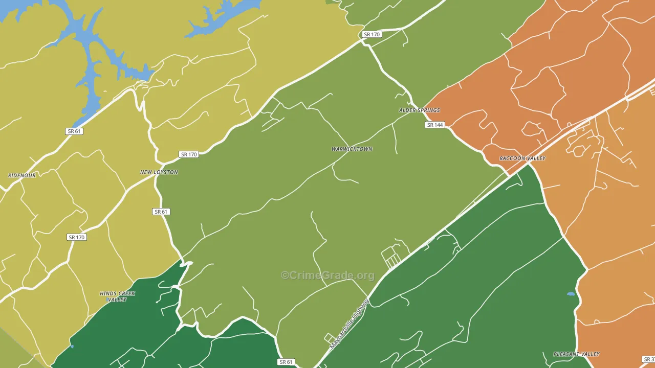Warwicktown, TN Map of Murder Rates