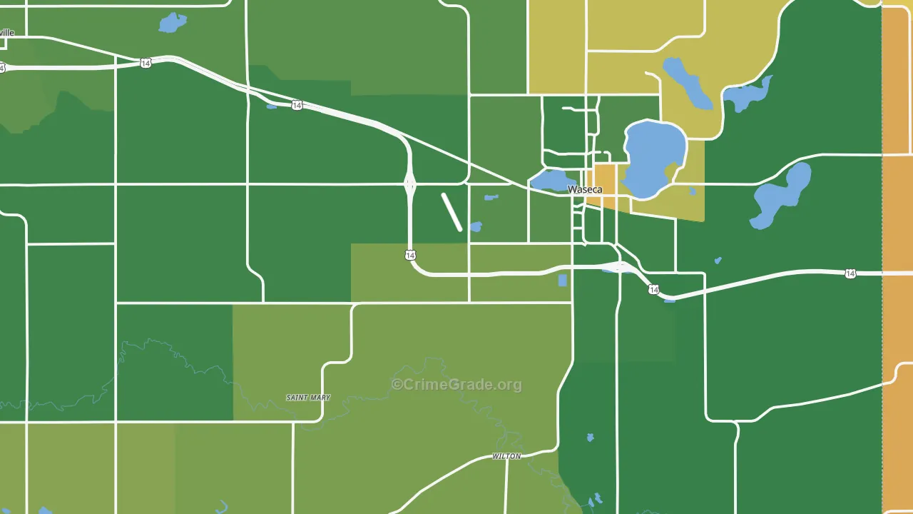 Waseca County, MN Map of Murder Rates