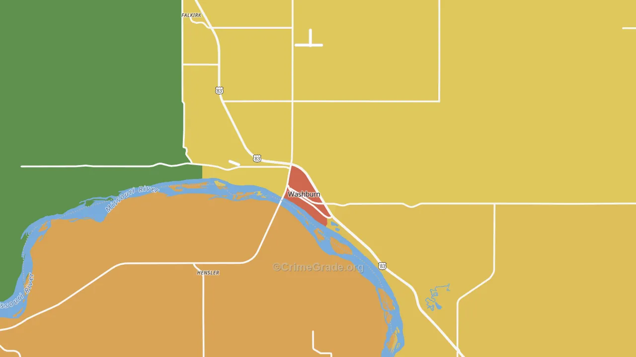 Washburn, ND Map of Murder Rates