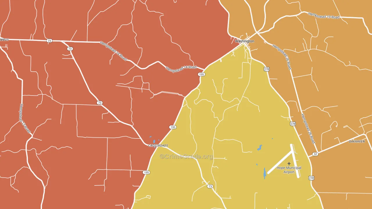 Washington, AR Map of Murder Rates