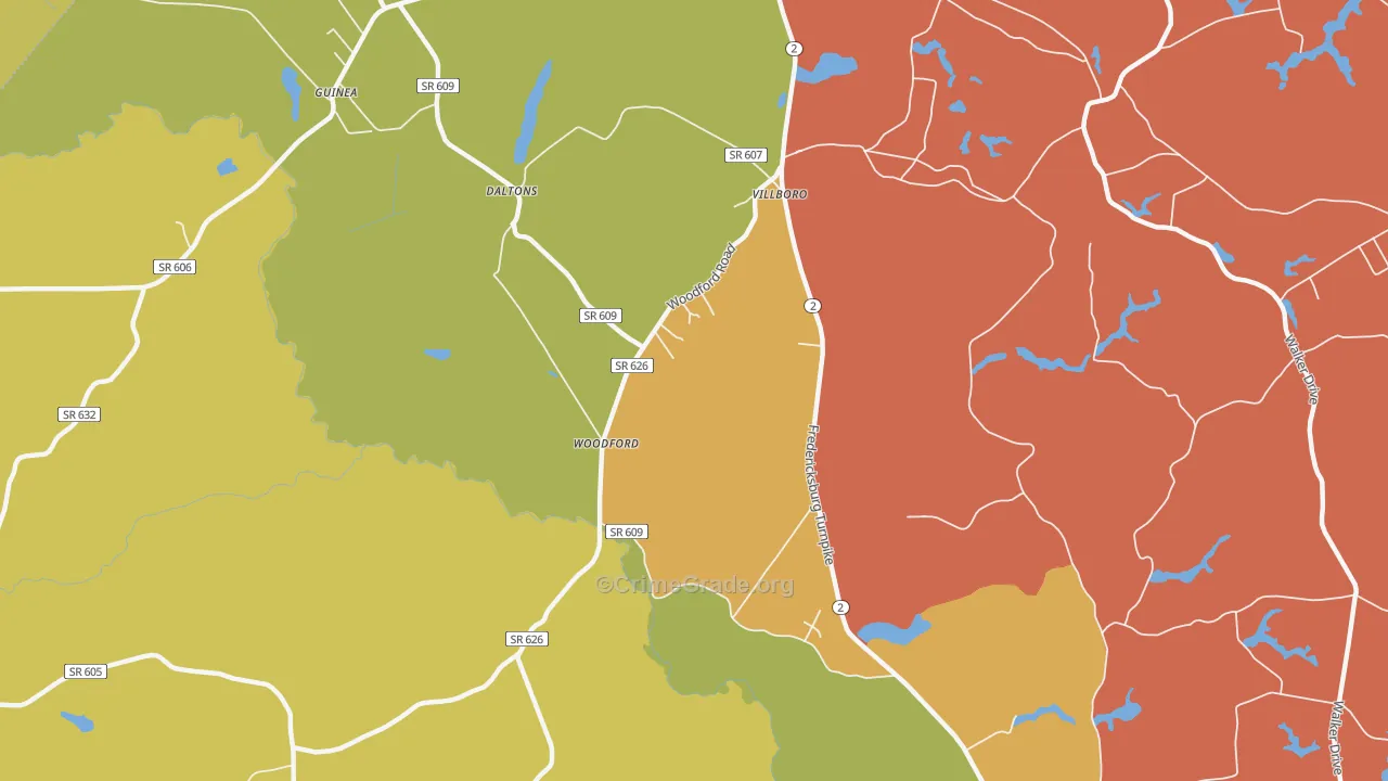 Washington Corner, VA Map of Murder Rates