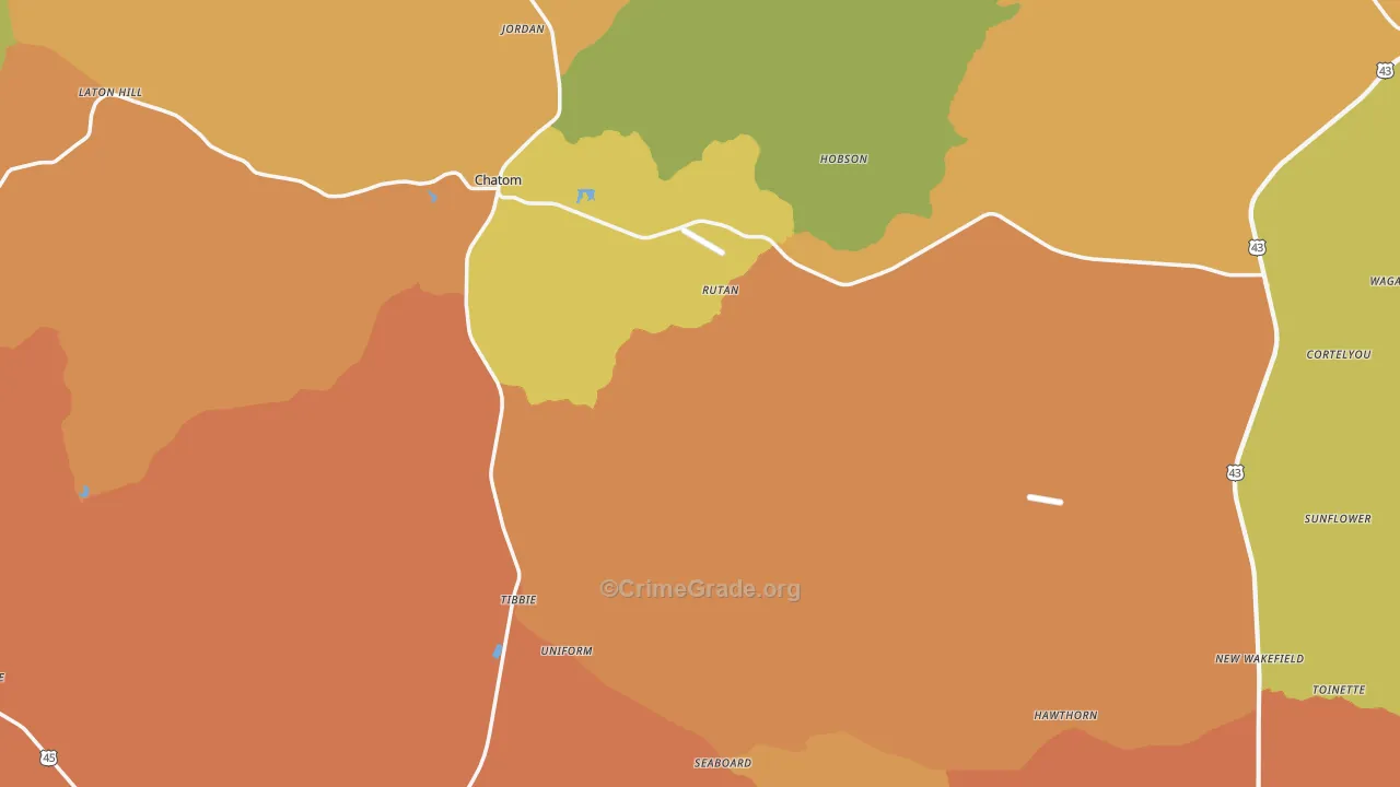 Washington County, AL Map of Murder Rates