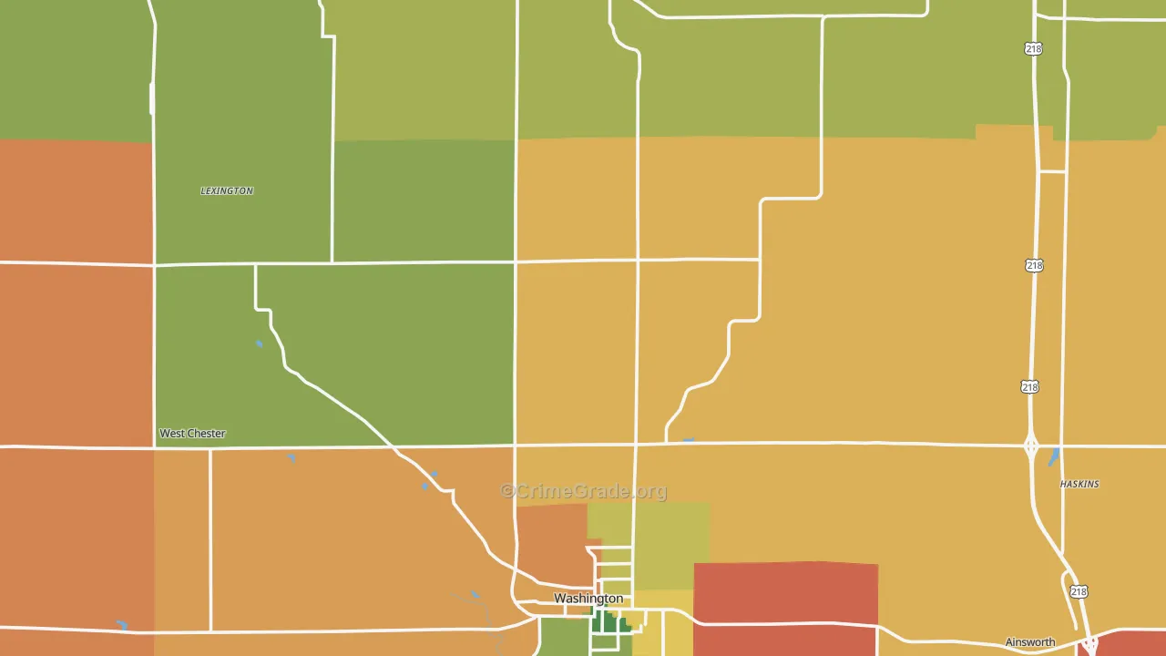 Washington County, IA Map of Murder Rates