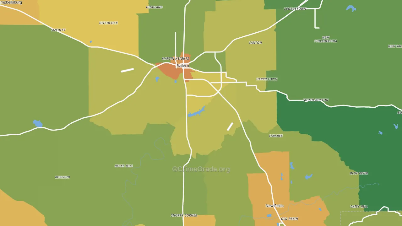 Washington County, IN Map of Murder Rates