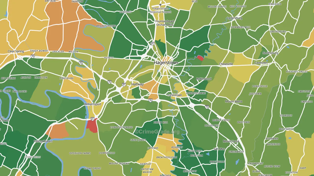 Washington County, MD Map of Murder Rates