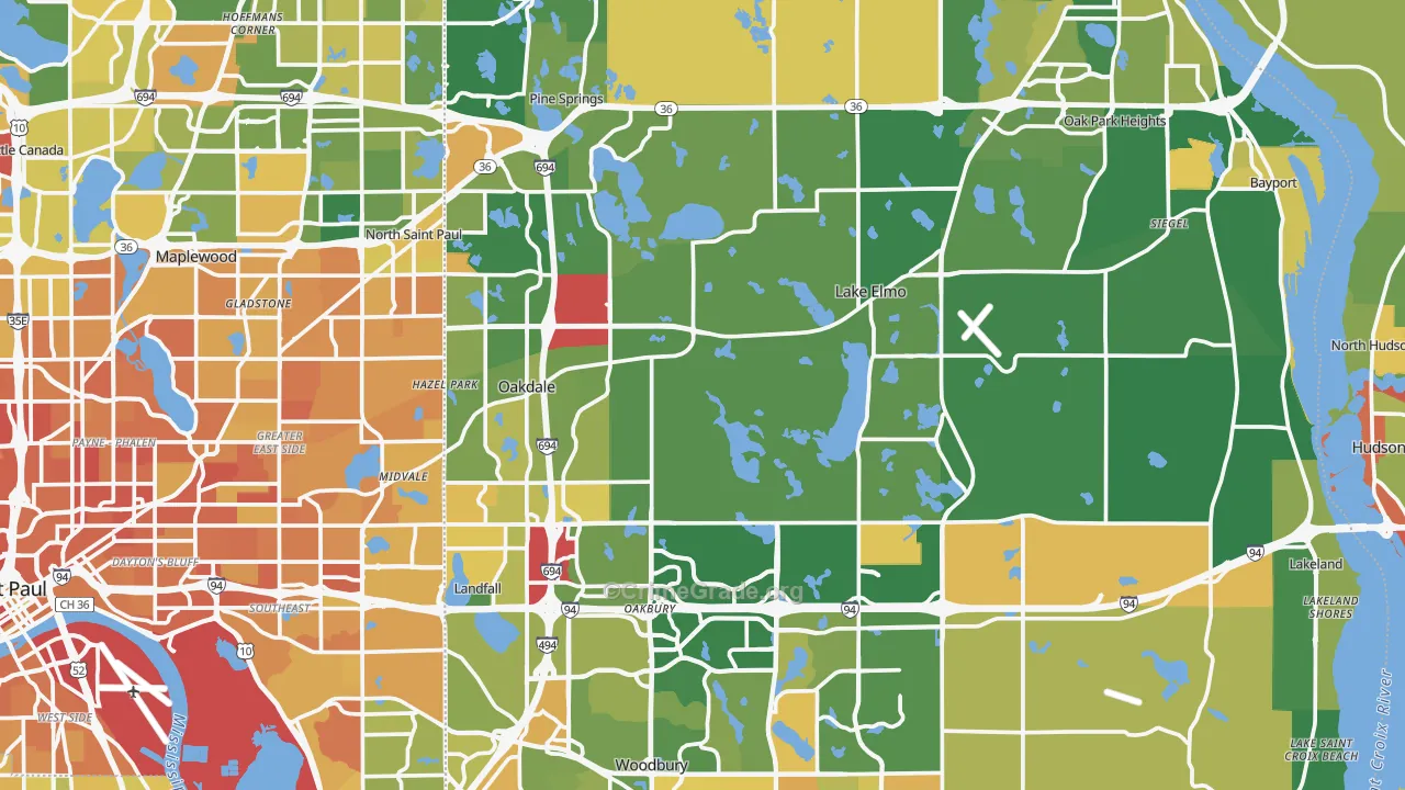 Washington County, MN Map of Murder Rates