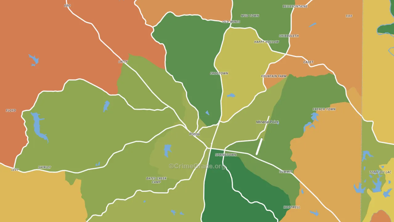Washington County, MO Map of Murder Rates