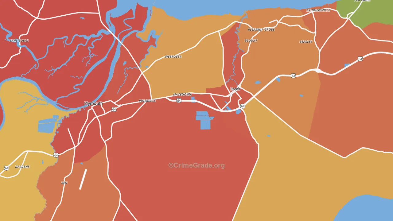 Washington County, NC Map of Murder Rates