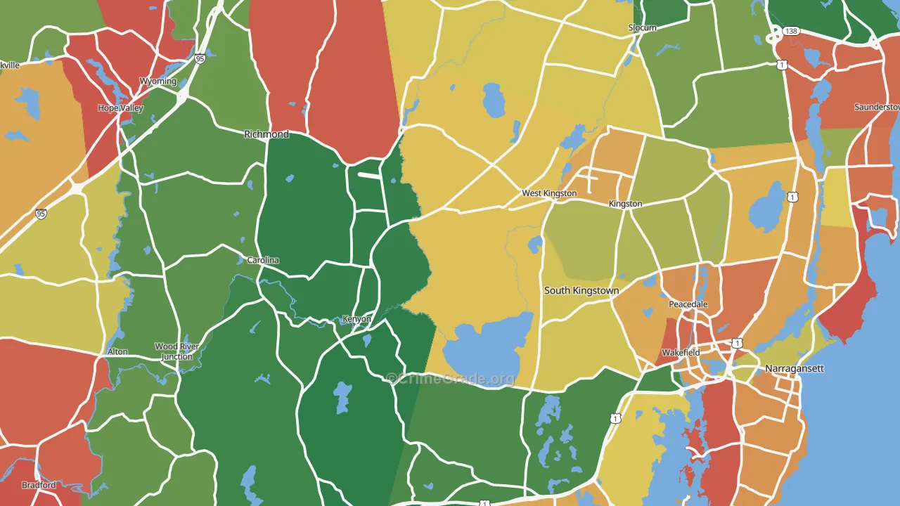 Washington County, RI Map of Murder Rates