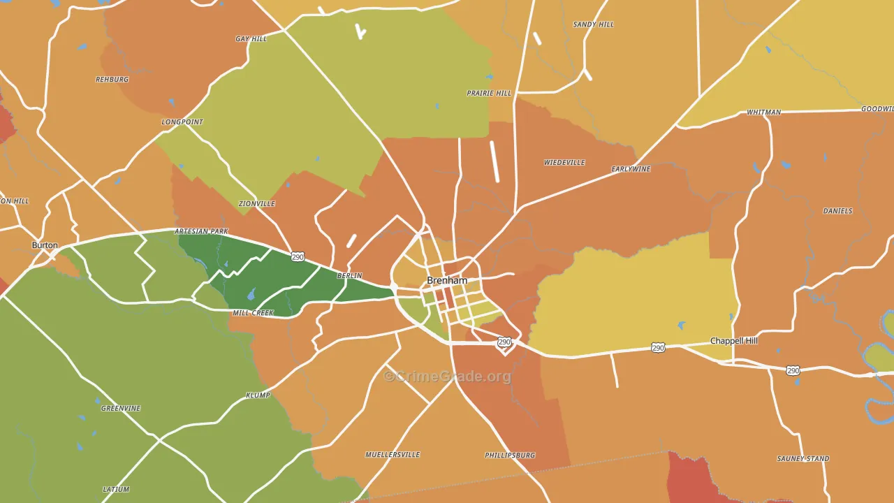 Washington County, TX Map of Murder Rates