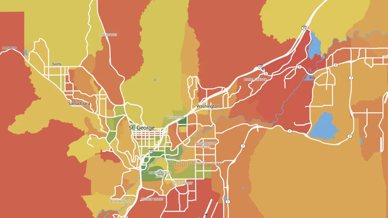 Washington County, UT Map of Murder Rates