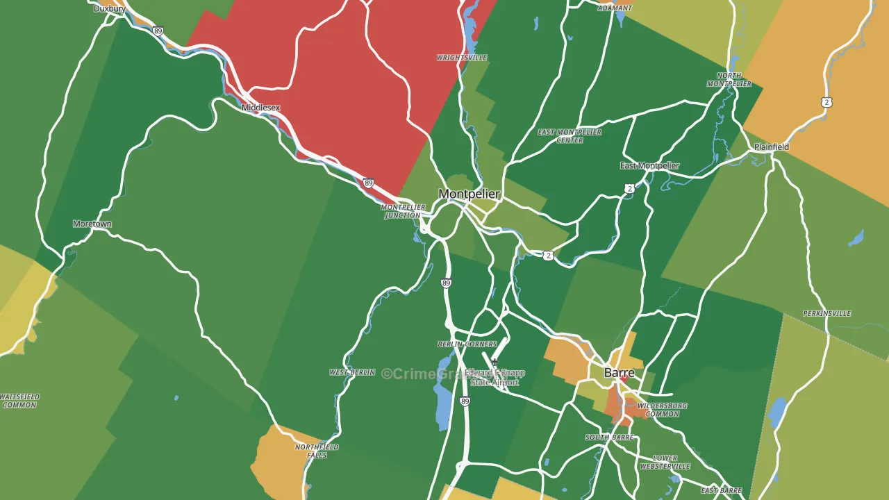 Washington County, VT Map of Murder Rates