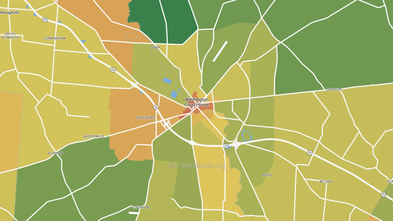 Washington Court House, OH Map of Murder Rates