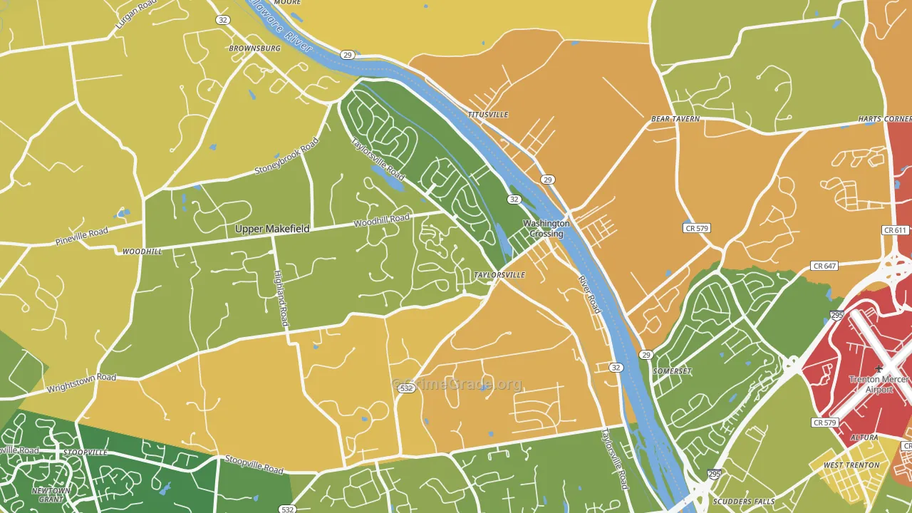 Washington Crossing, PA Map of Murder Rates