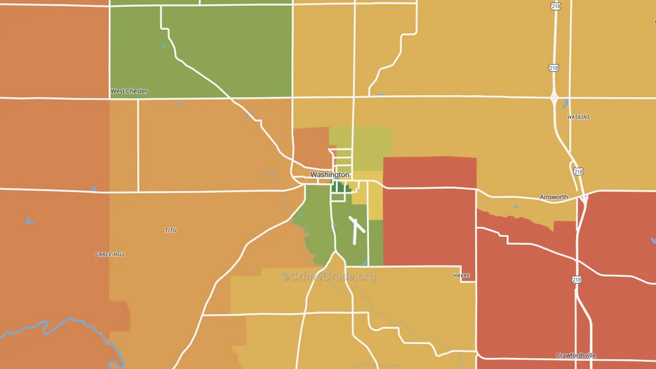 Washington, IA Map of Murder Rates