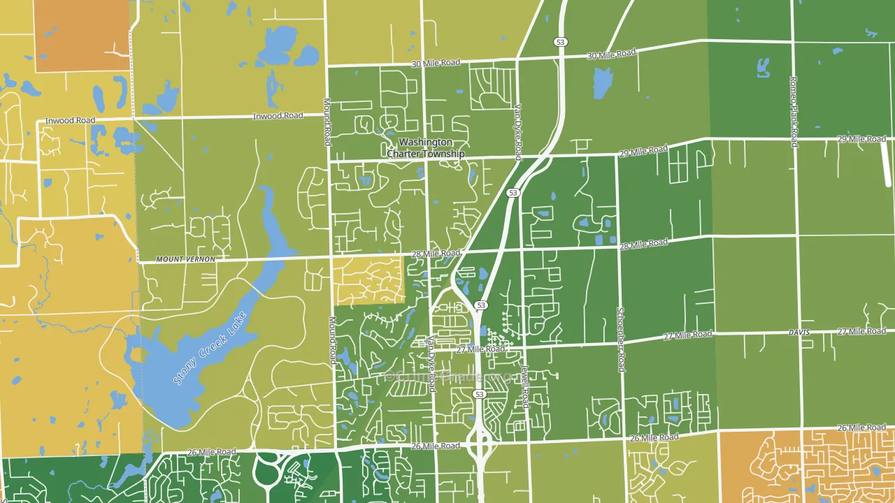 Washington, MI Map of Murder Rates