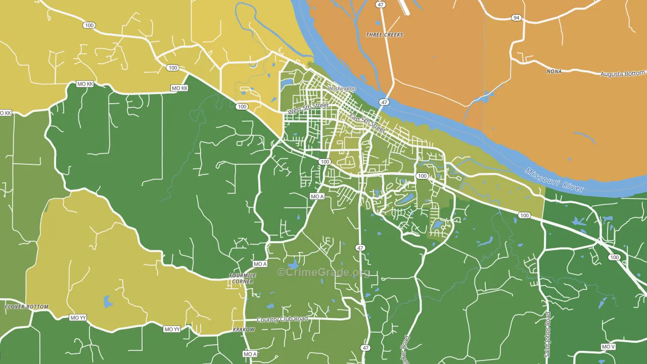 Washington, MO Map of Murder Rates