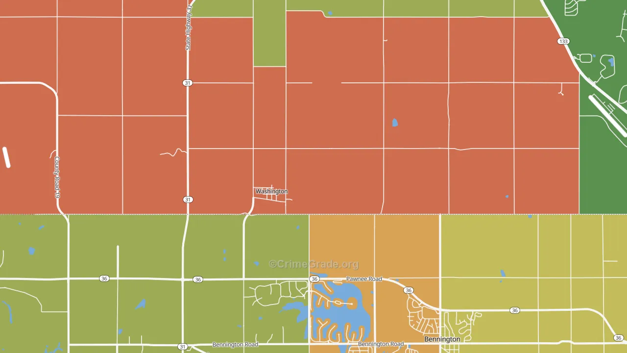 Washington, NE Map of Murder Rates