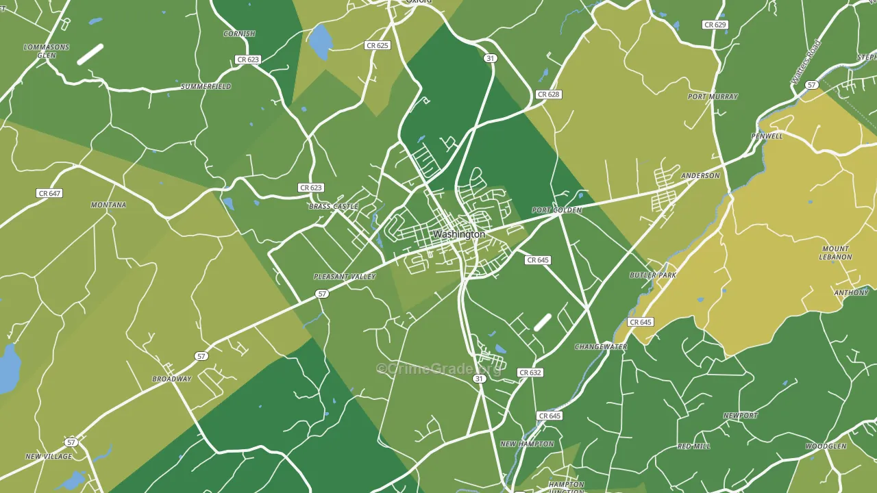 Washington, NJ Map of Murder Rates