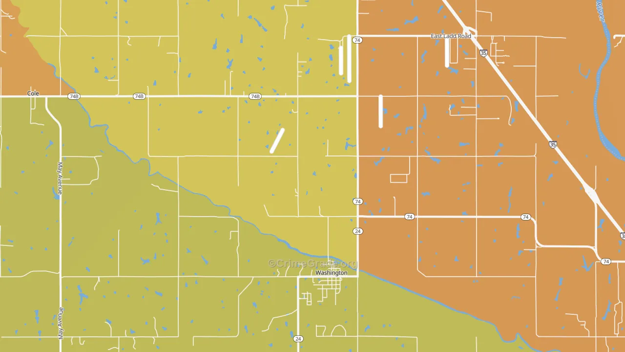 Washington, OK Map of Murder Rates