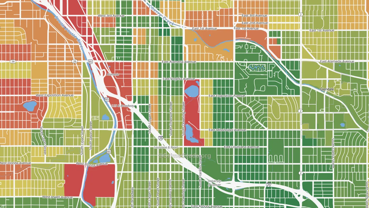 Washington Park, Denver, CO Map of Murder Rates