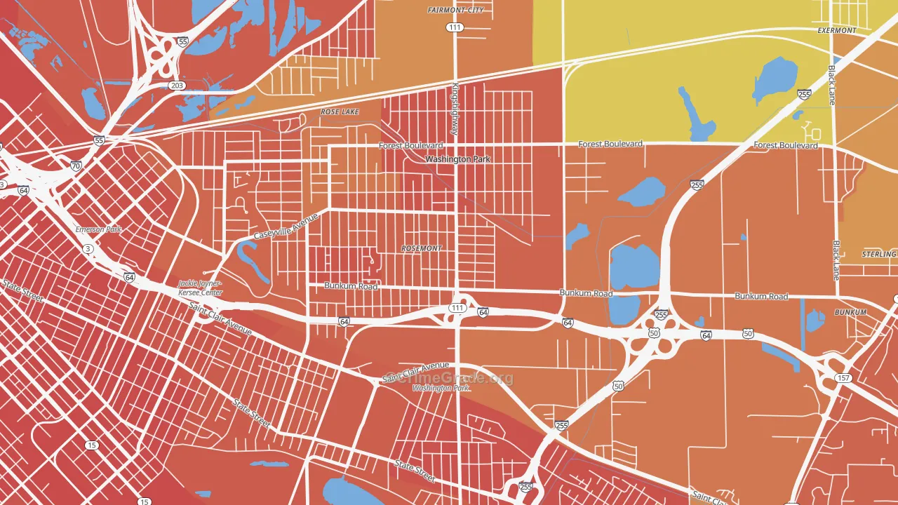 Washington Park, IL Map of Murder Rates