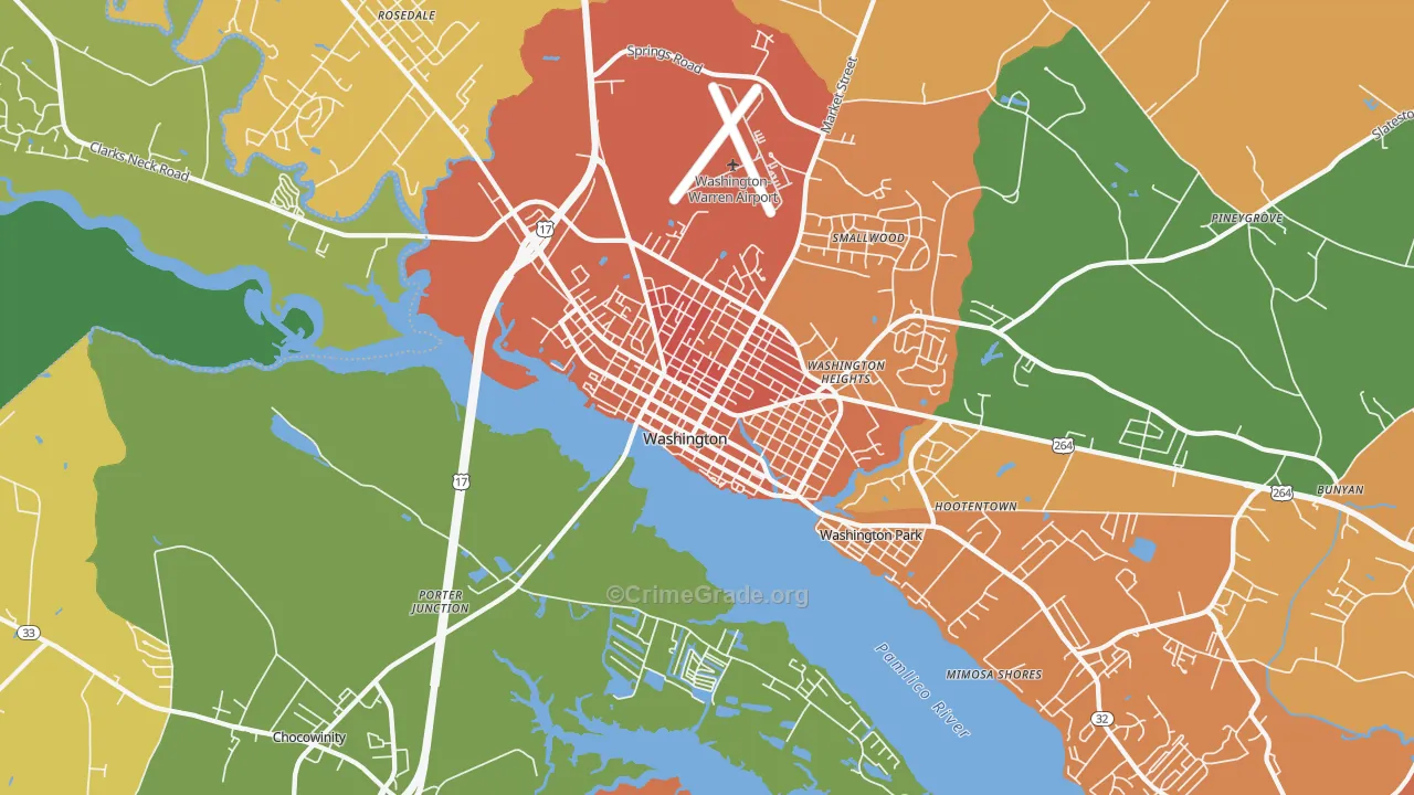 Washington Park, NC Map of Murder Rates