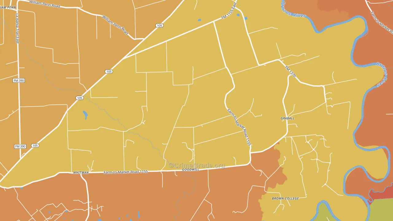 Washington, TX Map of Murder Rates