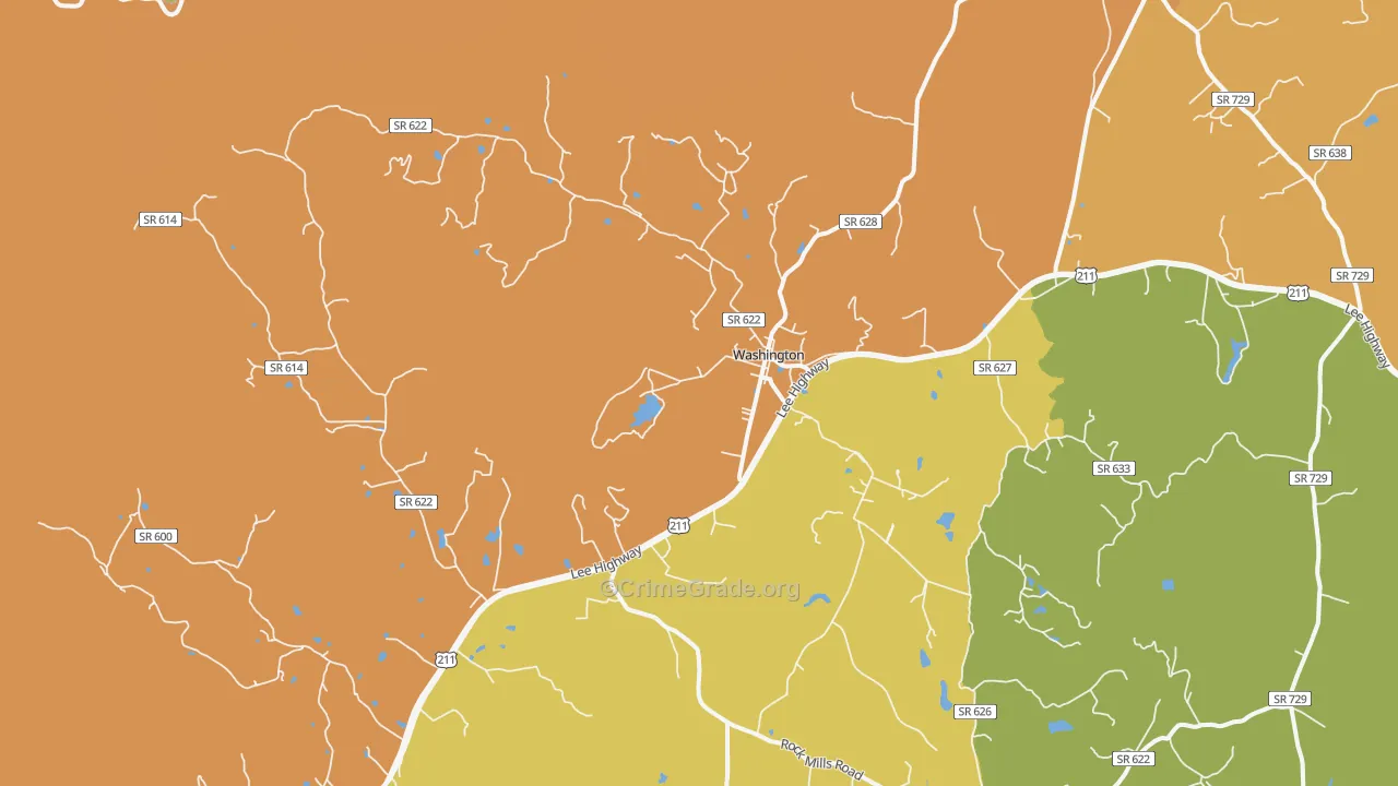 Washington, VA Map of Murder Rates