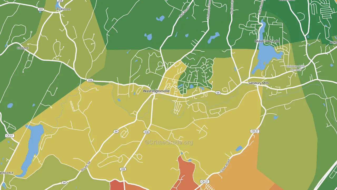 Washingtonville, NY Map of Murder Rates