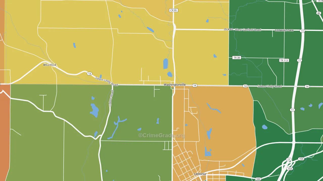 Washingtonville, OH Map of Murder Rates