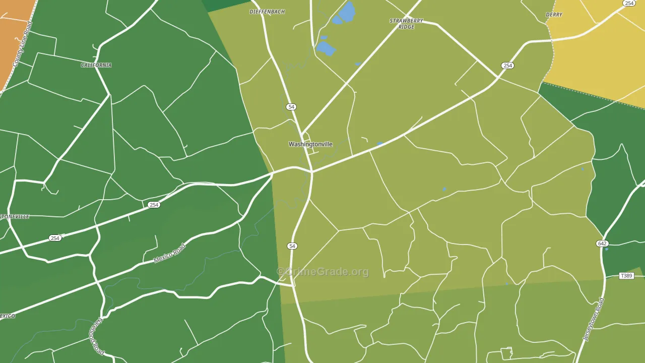 Washingtonville, PA Map of Murder Rates