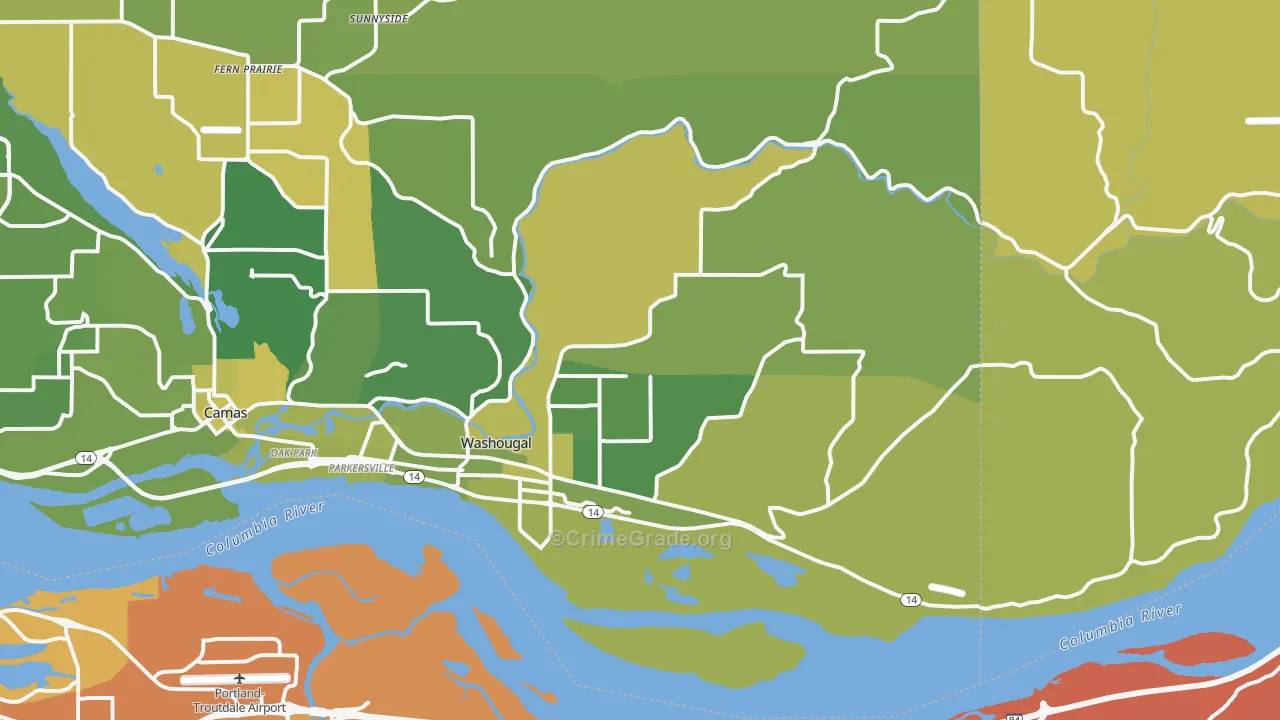 Washougal, WA Map of Murder Rates